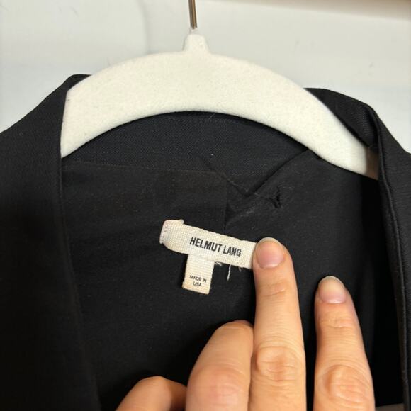 Helmut Lang Smoking Wool Leather Sleeve Cropped Tuxedo Blazer - Picture 3 of 6